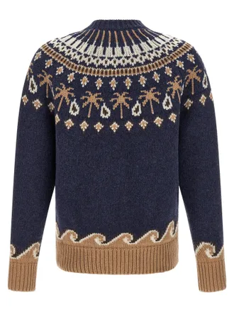 Alanui Mens Blue Virgin Wool Cardigan Clothing