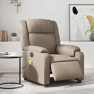 vidaXL Vidaxl - Sill&oacute;n Reclinable De Masaje El&eacute;ctrico Cuero Sint&eacute;tico Capuchino