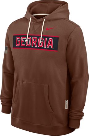 Nike Georgia 2026 Military Appreciation Standard Issue Nike Mens Dri-FIT College Pullover Hoodie in Brown | 03AZ2GYGBN-4EB