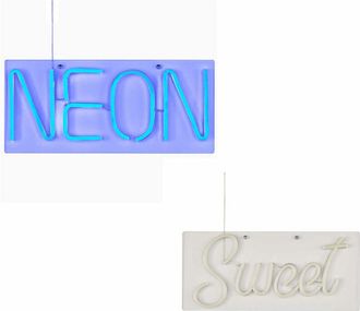 ETC Shop Insegna al neon led insegna al neon da parete scritta illuminazione sala giochi, luce al neon cavo usb in rosa blu, led, LxA 45 x 20 cm, set di 2