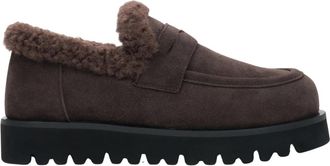 Estro & Luminara Hoge Loafers met Bontvoering - Dames - Winterlaarzen - Bruin - 40 EU - Schoenen