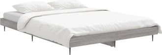 vidaXL Bed Frame without Mattress Grey Sonoma 140x190 cm Engineered Wood Vidaxl