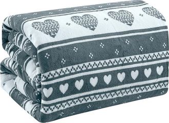 Luxury Home Heartfelt Fleece Throw Blanket in Gray at Nordstrom Rack, Size Queen