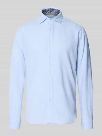 Fil Noir Regular Fit Business-Hemd aus Leinen-Baumwoll-Mix Modell ROMA in Hellblau, Gr&ouml;&szlig;e 38
