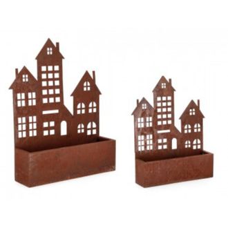 Decorspace Decor Space - Set 2 Portafiore Rossana Villaggio Ruggine In Acciaio Per Uso Interno Ed Esterno
