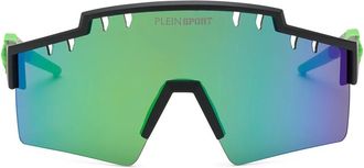 Plein Sport Tiger Frame - Heren - Zonnebrillen - Groen - ONE Size - Leer - Accessoires