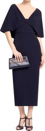 Elie Saab Cady Cape Effect Midi Dress In Black