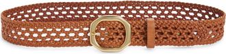 Rag & Bone Audrey Woven Leather Belt in Oak Brown at Nordstrom, Size Medium