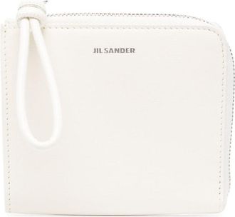 Jil Sander logo-stamp zip-up wallet - women - Calf Leather - One Size - Neutrals