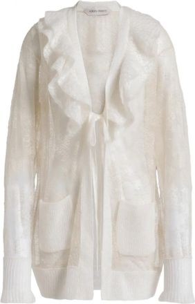 Alberta Ferretti ruffled-collar cardigan - Neutrals