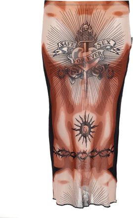 Jean Paul Gaultier Midirock mit Safe Sex Tatoo-Aufdruck