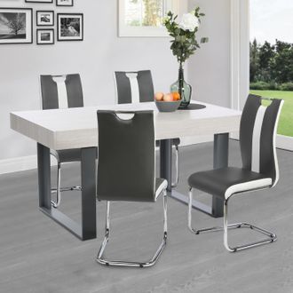 IDMarket Idmarket - Juego De 4 Sillas De Comedor Pia Grises Y Blancas