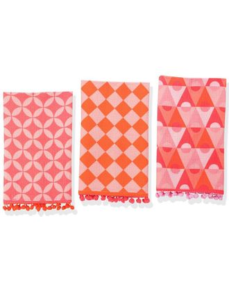 Tiramisu Bright Geometric Pom-Pom Towel Set