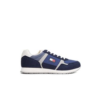 Tommy Hilfiger Schoenen, Heren, Blauw, 42 EU, Polyester, Klassieke Blauwe Sneakers Multitextuur Ontwerp