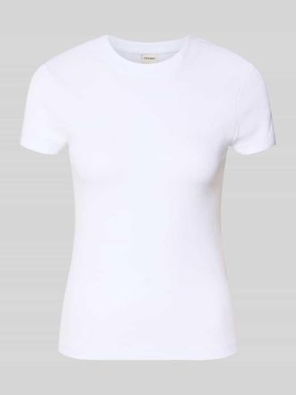 Stefanel Cropped T-Shirt mit Rundhalsausschnitt in Weiss, Gr&ouml;&szlig;e XL