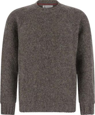 Brunello Cucinelli Maglione in Cashmere e Seta - - Knitwear - Uomo - Marrone - L