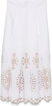 Eleventy Gonna midi con ricamo - Bianco