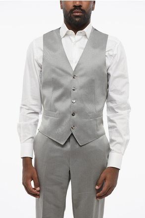 Corneliani Hairline Striped Virgin Wool and Silk Waistcoat size 50