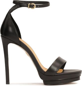 Kazar Hoge hak platform sandalen. Dit product valt klein uit. - Dames - Sandalen met hakken - Zwart - 38 EU - Leer - Schoenen
