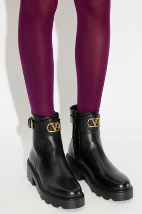 Valentino Garavani Leather Ankle Boots, Womens, Black