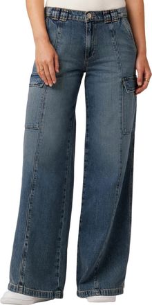 Hudson Womens Mid Rise Utility Wide Leg Cargo Jeans In Deep Blue