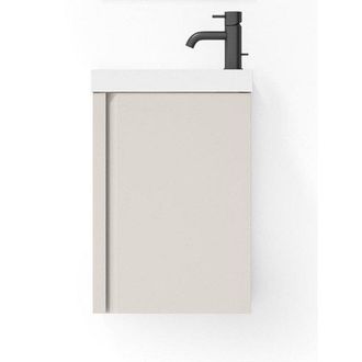 Saniclass Chaci Fonteinkastset - 40x55cm - 1 deur - mineraalmarmer fonteinwastafel - mat cotton (beige)