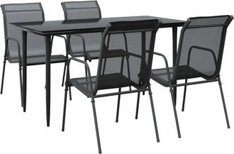 vidaXL vidaXL 5 Piece Garden Dining Set Black Steel and Textilene