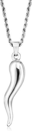 Ross-Simons Mens Sterling Silver Italian Horn Pendant Necklace