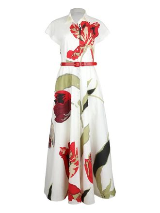 Sara Roka Elodie buttoned floral-patterned maxi dress - White