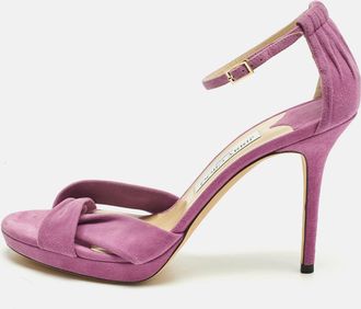 Jimmy Choo London Purple Suede Accents Ankle Strap Sandals