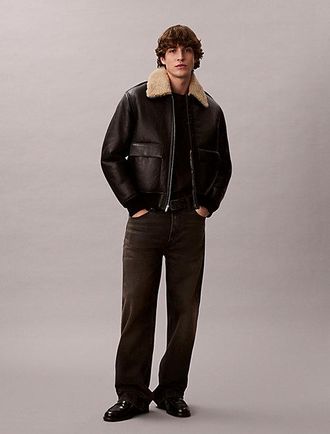 Calvin Klein Chaqueta De Piloto De Piel De Borreguito