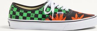 Valentino Garavani Sneaker Low-Top Valentino Garavani And Vans In Tessuto Con Stampa VLogo Checkerboard E Stampa Tropical Leaves Uomo NERO/ROSSO/VERDE 40.5