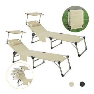 SoBuy SoBuy Lettini prendisole doppio con tettuccio Sedia Sdraio da esterno,OGS36-MIX2