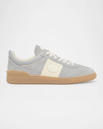 Valentino Garavani Colorblocked Suede Low-Top Sneakers