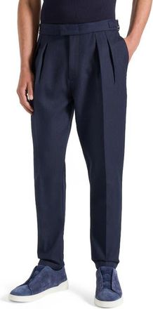Mani&egrave;re De Voir Hubert Slim Tailored Trousers in Navy at Nordstrom, Size 36