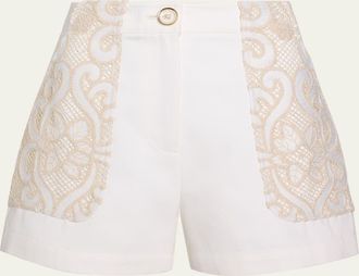 Ramy Brook Hilary Embroidered High-Rise Shorts