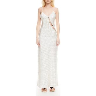 Lioness About Polka Dot Cutotut Tie Detail Satin Slipdress in Porcelain Polka at Nordstrom Rack, Size X-Small