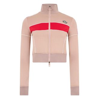 Diesel Hoodie met logo en rits - Dames - Sweatshirts & Hoodies - Beige - Maat: S Katoen