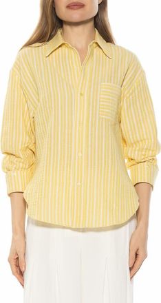 Alexia Admor Tammi Oversize Button-Up Shirt in Yellow Stripe at Nordstrom Rack, Size X-Small