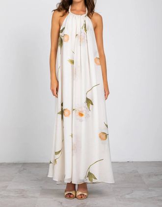 Lavender Brown Antonella Halter Dress In Cream/taupe
