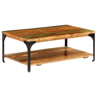 vidaXL Mesa De Centro Con Estante Madera Maciza Reciclada 100x60x35 Cm Vidaxl