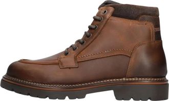 Mazzeltov Heren Stijlvolle Leren Laarzen - Heren - Veterlaarzen - Bruin - 41 EU - Wol - Schoenen