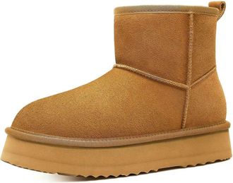 Generic NYSBH Winter Mini Snow Women Plush Lined Warm Suede Snow Boots Comfy Fuzzy Boots Fur Home Ankle Boots Lady Snow Boot