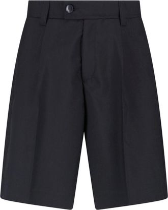 Mfpen Black Classic Straight-Leg Wool Shorts