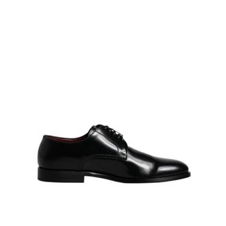 Dolce & Gabbana Zwarte Leren Derby Veterschoenen - Heren - Nette schoenen - Zwart - 39 1/2 EU - Leer - Schoenen