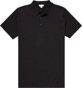 Sunspel Tops, Heren, Zwart, 2Xl, Sea Island SS Poloshirt