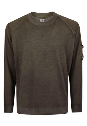 C.P. Company Merino Wool Re-Colour Crewneck Sweater with Raglan Sleeves and Digital Passport