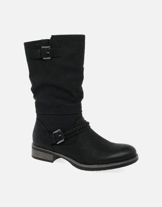 Rieker Womens Estella Womens Calf Length Slouch Boots - Black - Size: 6.5/D