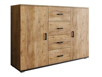Mirjan24 Mobilier1 - C&oacute;moda Charlotte 118, Roble De Lefkada + Negro, Con Cajones Y Puertas, N&uacute;mero De Cajones: 0, 92x132x38cm