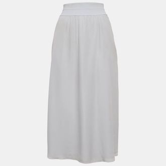 Theory Light Blue Silk Flared Midi Skirt